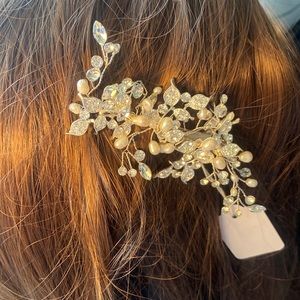 Crystal and Pearl Spray Bridal Hair Clip